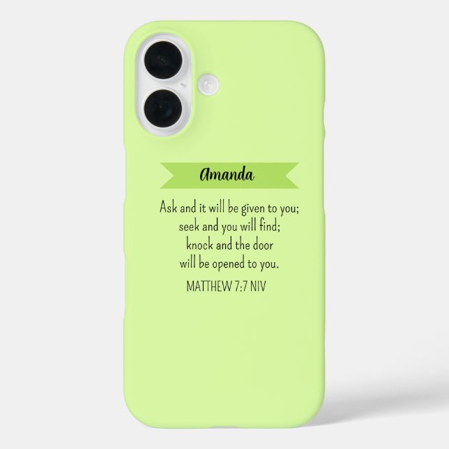 Simple Lime Green Ask God Bible Verse Christian Case-Mate iPhone Case (Back)