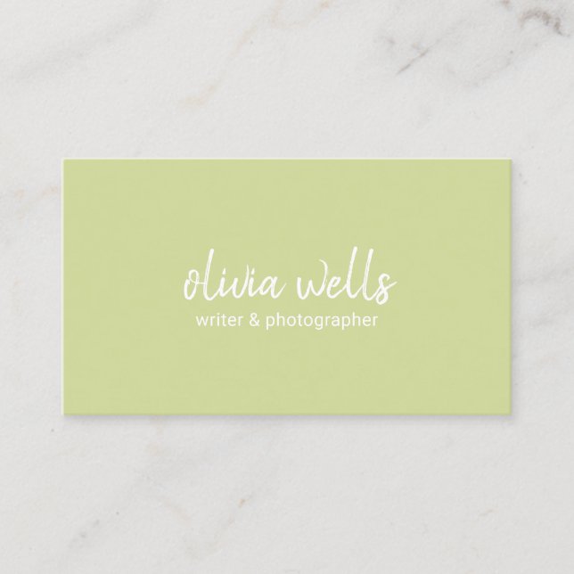 Simple Lime Green Handwritten Networking Business Card (Front)