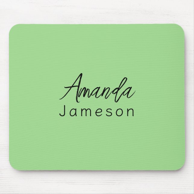 Simple Lime Green Monogrammed Mouse Pad (Front)