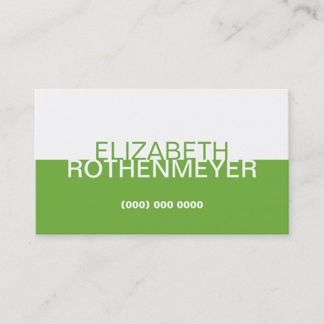 Simple Lime Green Panel Business Card (Front)