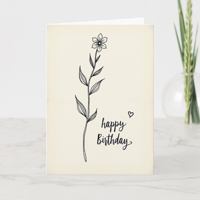 Simple Line Art Birthday Card (Front)