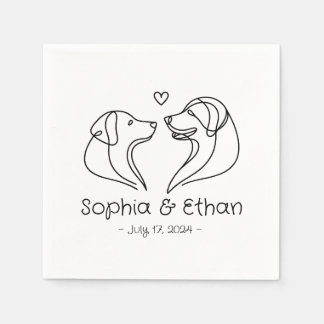 Simple Line Art Dog Modern | Wedding Napkins