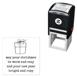 Simple Line Art Gift Christmas Warm Cozy Quote Self-inking Stamp