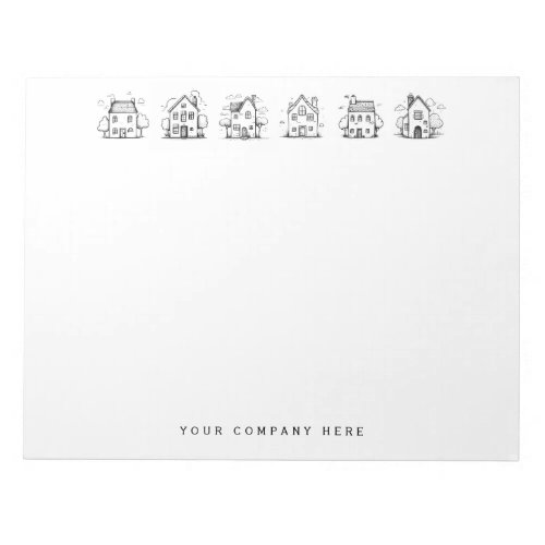 Simple Line Art Houses Real Estate Notepad