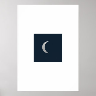 Simple Line Art Moon Phase Poster - Deep Navy And