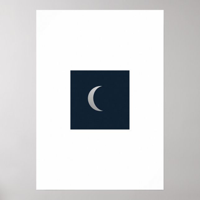 Simple Line Art Moon Phase Poster - Deep Navy And  (Front)