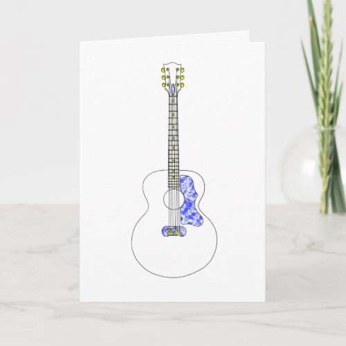 Simple Line drawing Acoustic Guitar Cool Art Music Card