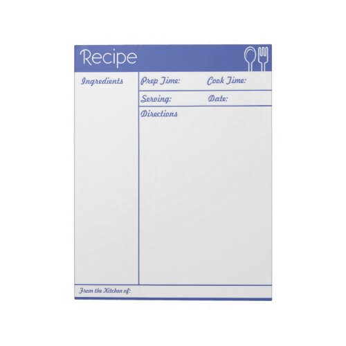 Simple Line_less Blue Recipe Page Notepad