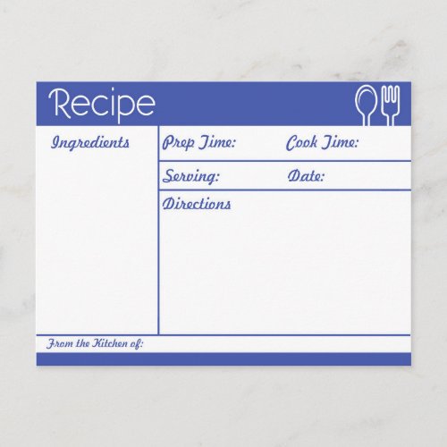 Simple Line_less Blue Recipe Postcard