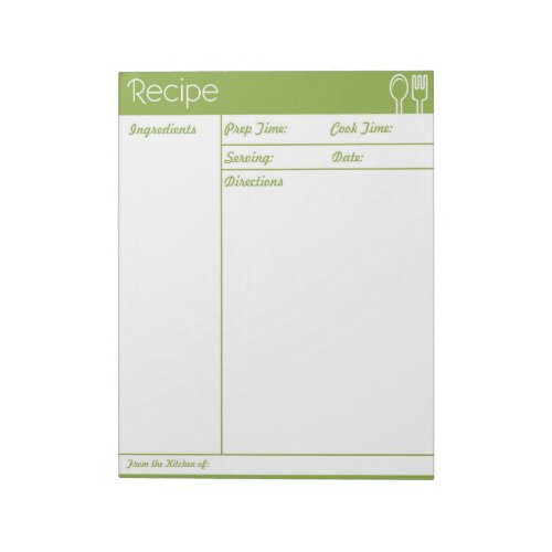Simple Line_less Green Recipe Page Notepad
