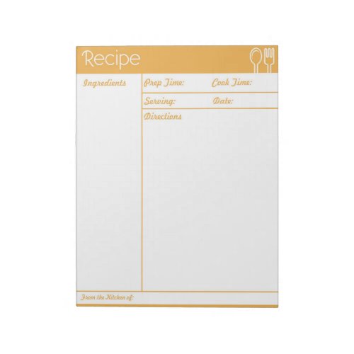 Simple Line_less Orange Recipe Page Notepad