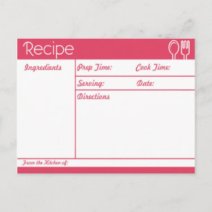 Simple Line-less Pink Recipe Postcard