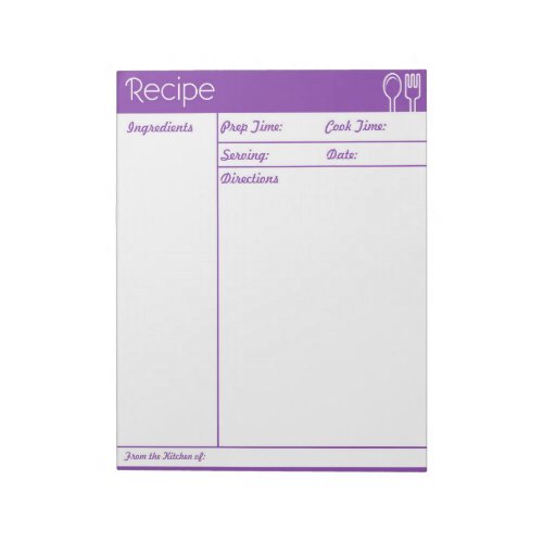 Simple Line_less Purple Recipe Page Notepad
