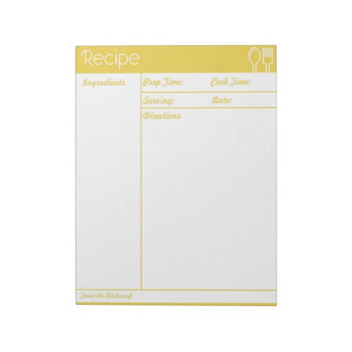 Simple Line_less Yellow  Recipe Page Notepad