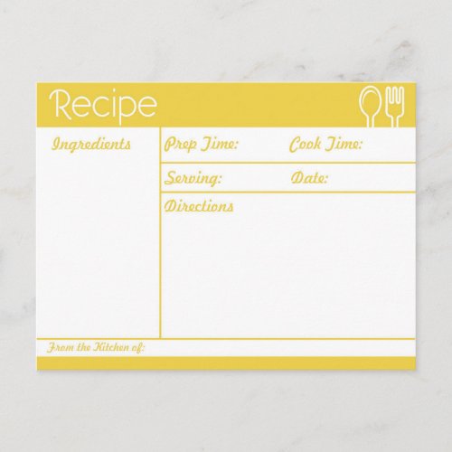 Simple Line_less Yellow Recipe Postcard