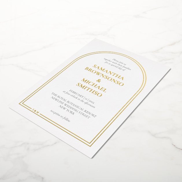 Simple Line Monogram Wedding Foil Invitation
