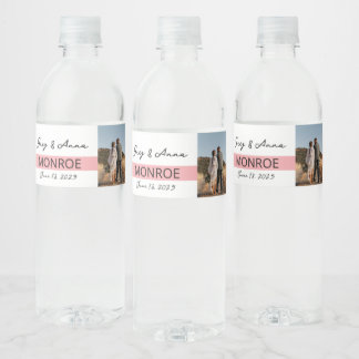 Simple Line Wedding Water Bottle Wrapper Water Bot Label
