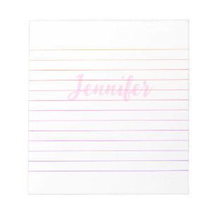 Simple Lined Custom Name Purple and Pink Lines Notepad