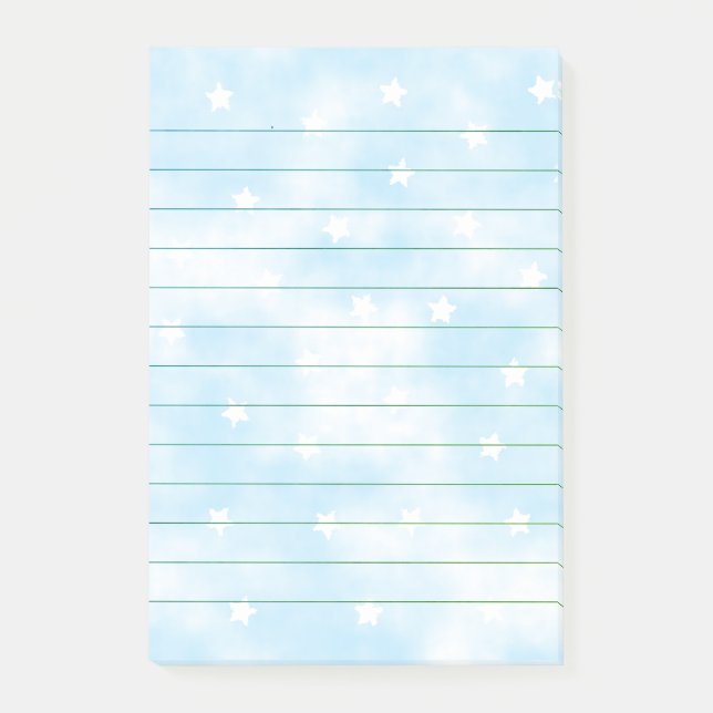Simple Lined Custom Stars Sky Watercolor Post-it Notes (Front)