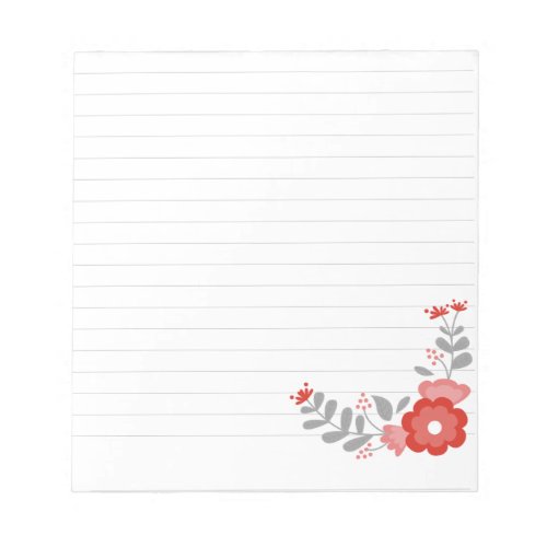 Simple lined floral notepad