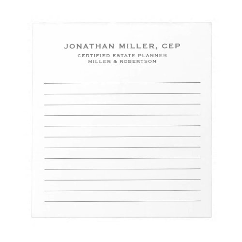 Simple Lined Name Title Company Business Notepad