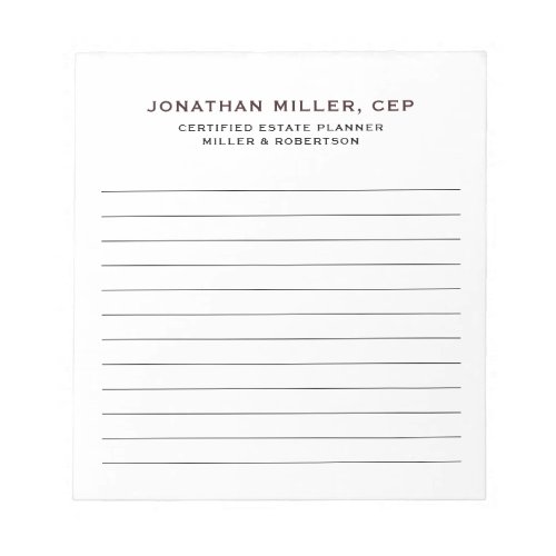 Simple Lined Name Title Company Notepad