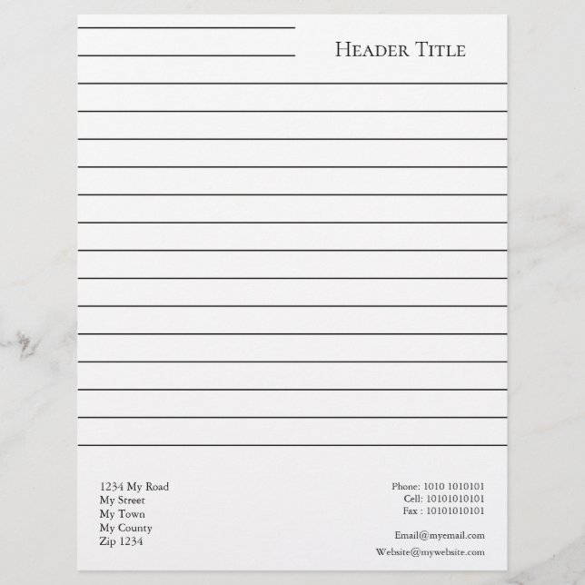 Simple Lined Personalized Letterhead (Front)
