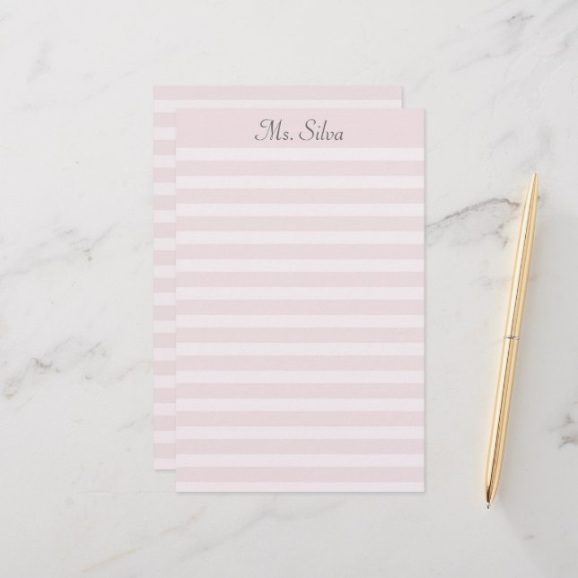 Simple Lined Personalized Stationery : Dusty Rose (Front/Back In Situ)