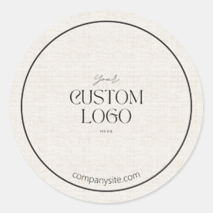 Simple Linen Business Logo Branded Packaging Classic Round Sticker