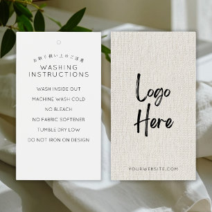 Simple Linen Logo Washing Instructions Tag