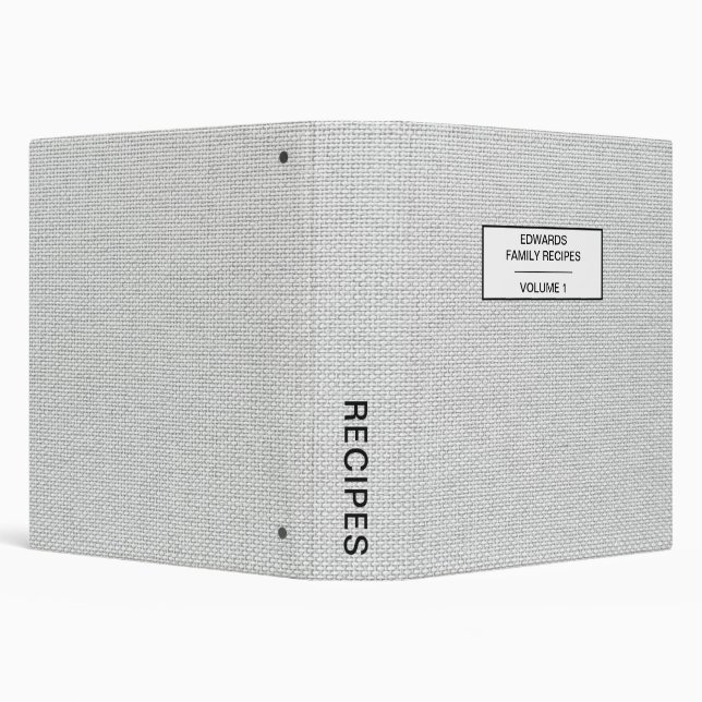 Simple Linen Pattern Personalized Family Recipe 3 Ring Binder (Background)