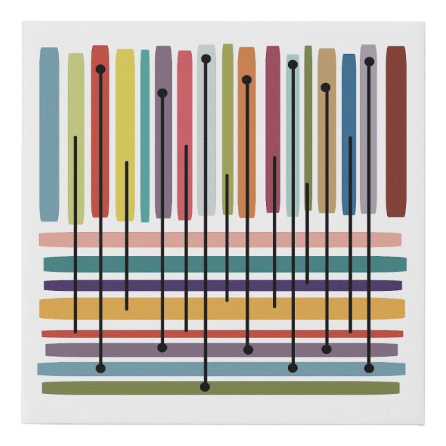 Simple Lines Abstract Art Colorful Faux Canvas Print (Front)