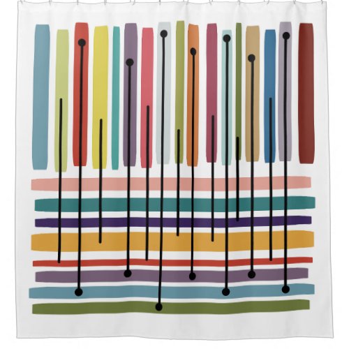 Simple Lines Abstract Art Colorful Shower Curtain