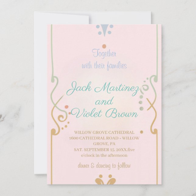 Simple Lines and Soft Colors wedding invitation (Front)