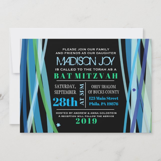 SIMPLE LINES Bat Bar Mitzvah Invitation (Front)
