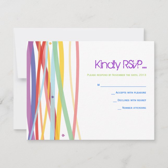 Simple Lines Bat Bar Mitzvah Reply Card (Front)