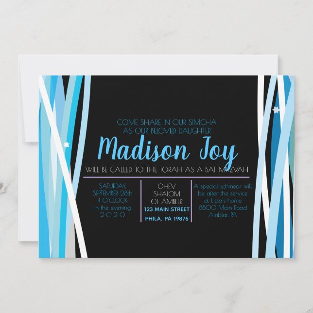 SIMPLE LINES BAT MITZVAH Invitation (Front)