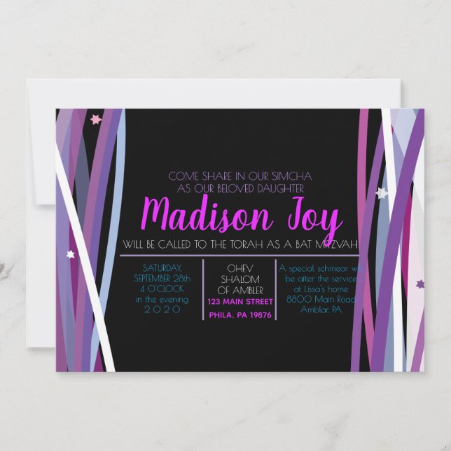 SIMPLE LINES BAT MITZVAH Invitation (Front)