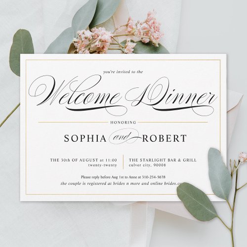 Simple Lines Calligraphy Elegant Welcome Dinner Invitation