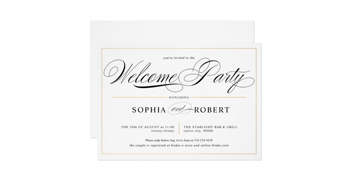 Simple Lines Calligraphy Elegant Welcome Party Invitation | Zazzle.com
