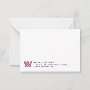 Simple Lines Monogram Initial Name Classic WINE Note Card