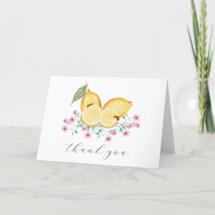 Simple Little Cutie Lemon Citrus Baby Shower Letterpress Thank You Card