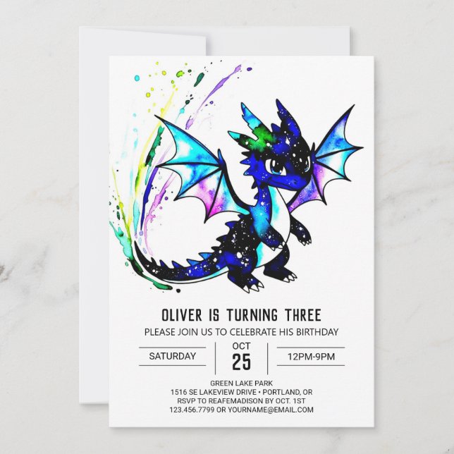Simple Little Dragon Digital Boy Birthday Invitation (Front)