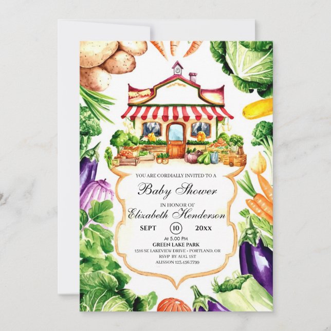 Simple Little Farmer's Market Baby Shower Invitation (Front)
