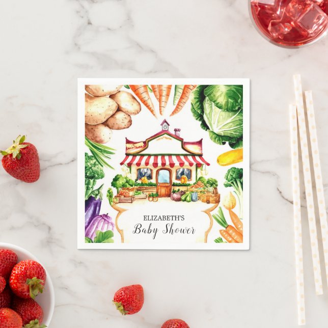 Simple Little Farmer's Market Baby Shower Napkins (Insitu)