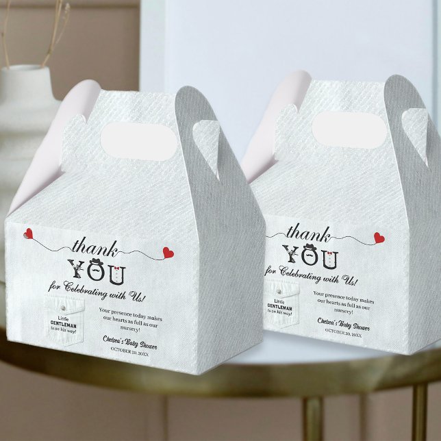 Simple Little Gentleman Baby Shower Thank You Cute Favor Boxes (Creator Uploaded)
