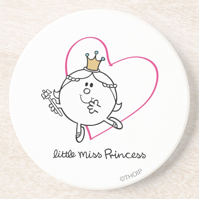 Simple Little Miss Princess | Pink Heart Sandstone Coaster (Front)