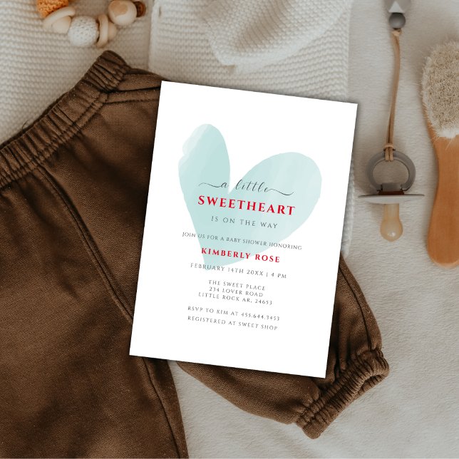 Simple Little Sweetheart Baby Shower Invitation (Simple Little Sweetheart Baby Shower Invitation)