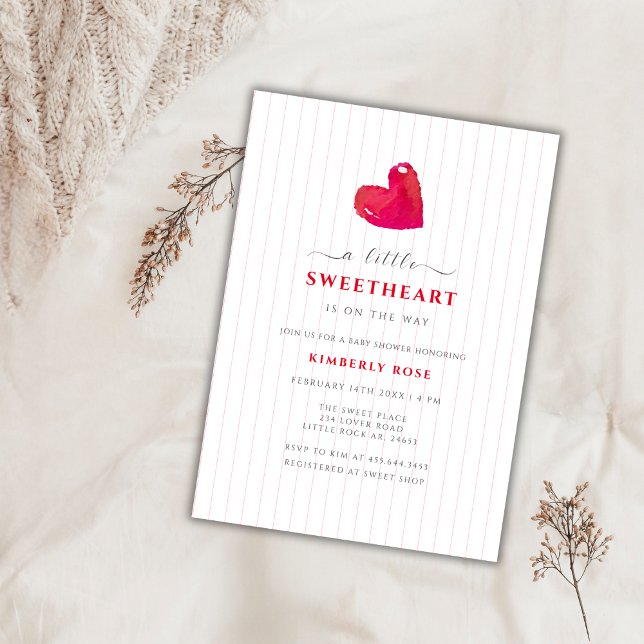 Simple Little Sweetheart Stripe Baby Shower Invitation (Simple Little Sweetheart Stripe Baby Shower Invitation)