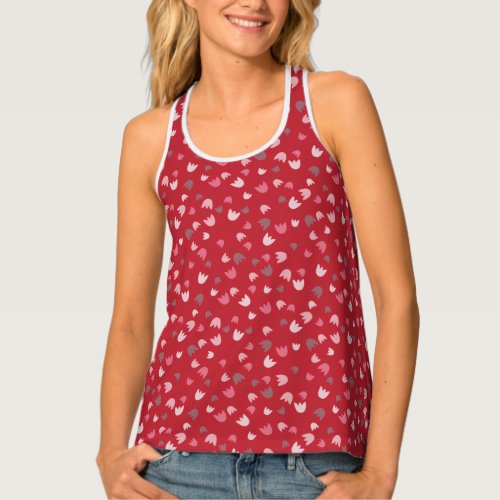 Simple little tulips pattern _ Red background Tank Top